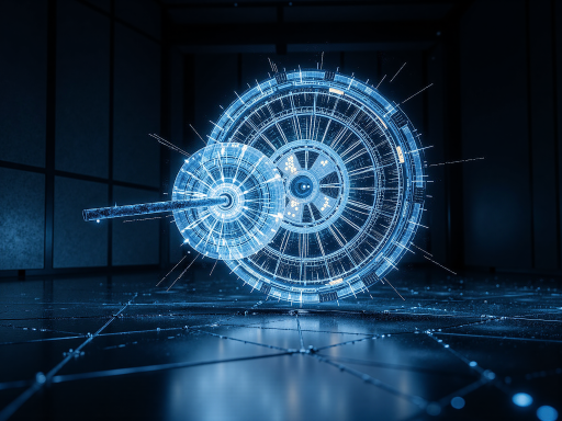 未来科技概念图，蓝色光线效果，数字化网格背景，象征着AI技术发展前景